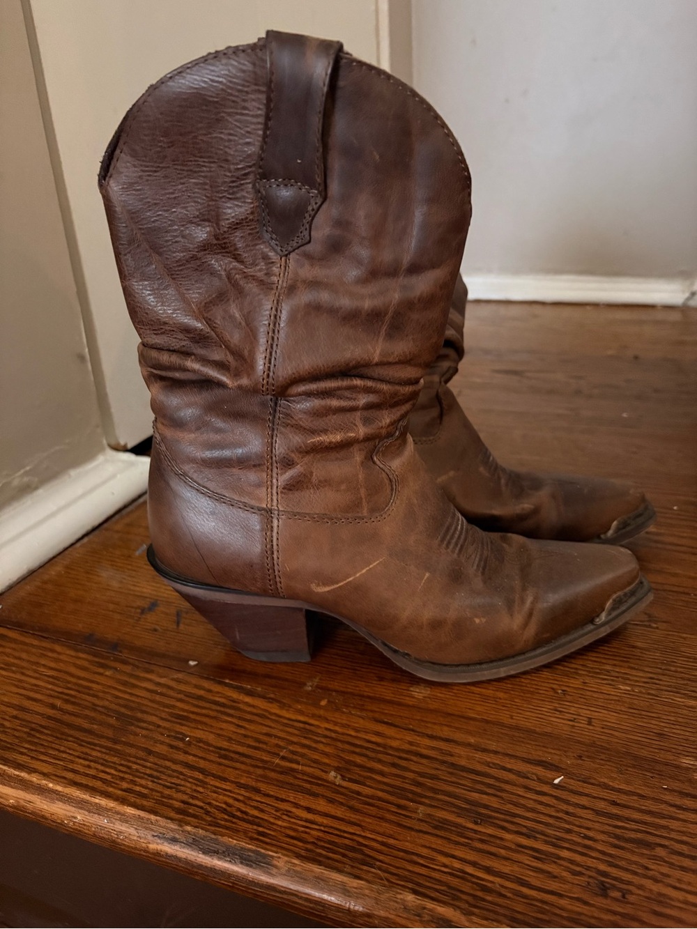Durango Brown Leather Western Women's Heeled Boots